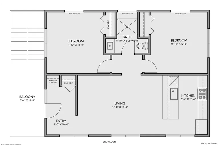 The Shelby floorplan, unit above